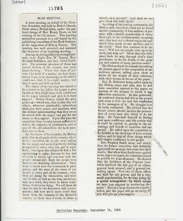 Christian Recorder - September 16, 1854