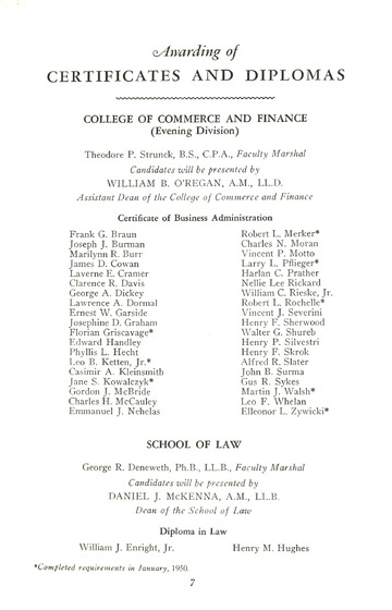 University of Detroit Commencement Exercises June 14, 1950