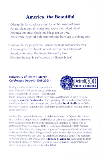 University of Detroit Mercy Annual Commencement May 12, 2001 Cal