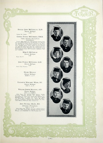 University of Detroit Yearbook Collection: The Tower 1929