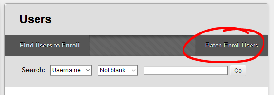 Batch enroll users button