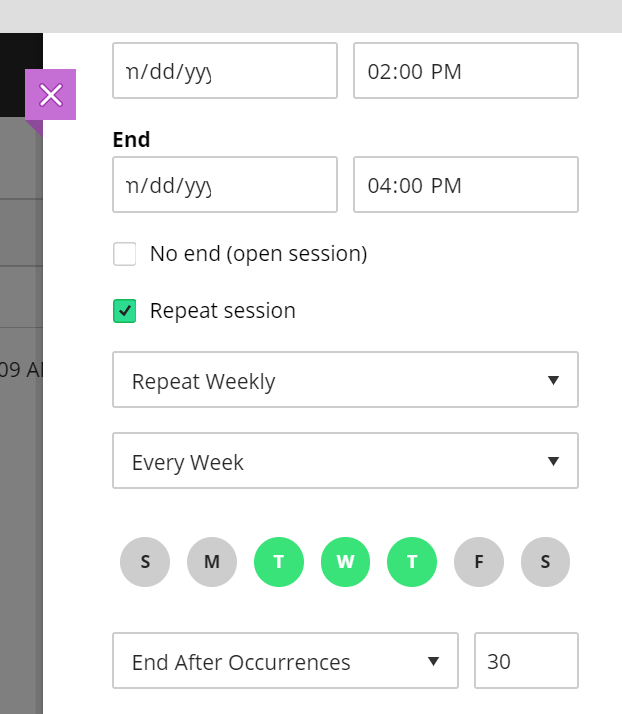 session repeat options