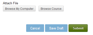 Discussion -attach a file buttons, cancel, save draft, and submit buttons