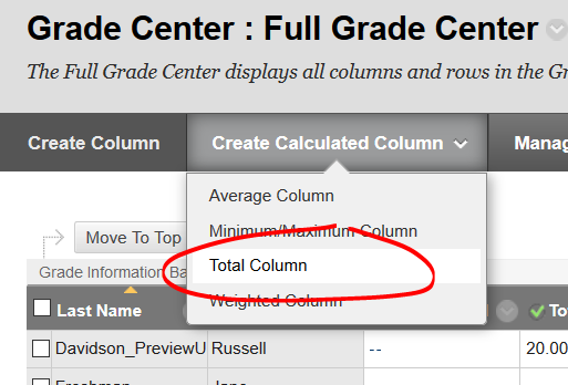 Total column